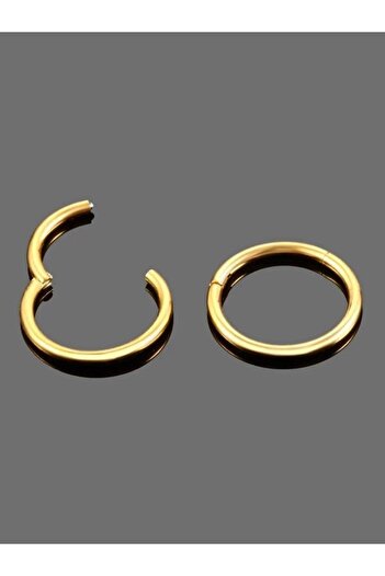 MAZEN 316l Cerrahi Çelik 1 Adet Klipsli Tam Halka Piercing Kararmaz (1 MM İNCE BARLI) Gold