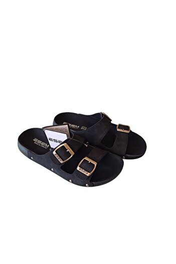 Esem New Trend Black Double Buckle Orthopedic Slippers