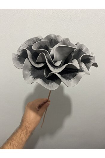 Ayka Aksesuar Floare artificială decorativă din latex Eva de lux, realizată manual, gri negru, detaliată, floare din spumă