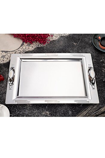 ÖZBURAK Armoni Silver Sultan Treat Presentation and Tea Tray
