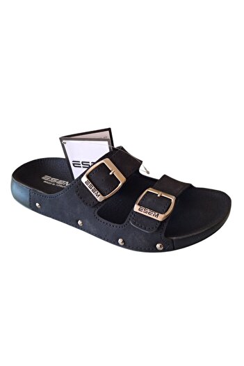 Esem New Trend Black Double Buckle Orthopedic Slippers