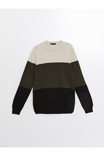 LC Waikiki Ανδρικό Πλεκτό Πουλόβερ - Crew Neck, Μακρύ μανίκι, Color Block