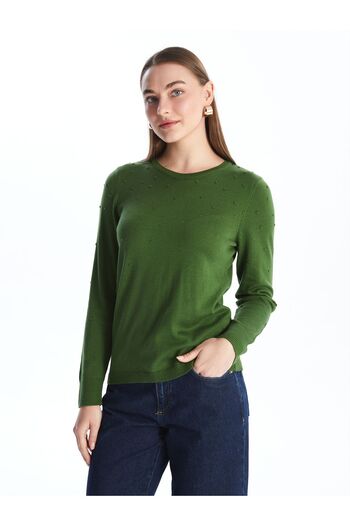 LC Waikiki Crew Neck Self Pattern Long Sleeve Women's Knitwear Sweater - W40248Z8