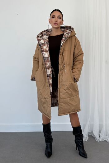 Weyeze Double Sided Hooded Long Puffer Jacket AD-K50458LNW