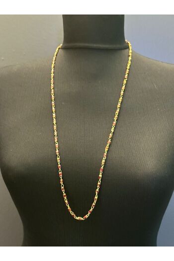Gönülden Tasarım 23 cm Unisex Bronze Yellow Stone Chain Detailed Koley
