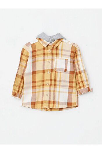 LC Waikiki Hooded Long Sleeve Plaid Shirt Jacket for Baby Boy