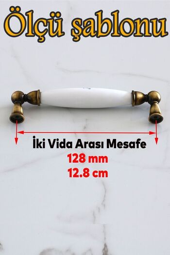 Badem10 Aspendos (Premium) Porcelain Antique Antique Yellow 128 mm Furniture Kitchen Cabinet Cabinet Handle Handle
