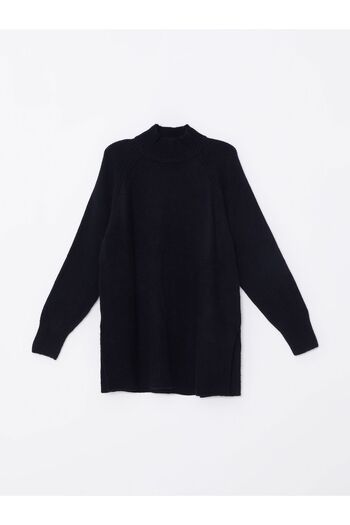 LC Waikiki Oversize Women's Knitwear Tunic - Stand Collar, Plain Cut