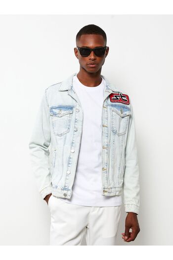 LC Waikiki Jeansjacke für Herren – Standard-Passform und bedrucktes Design