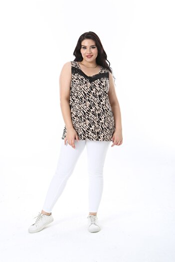 Şans Plus Size Leo Lace - Leopard Print Tank Top 65n38226