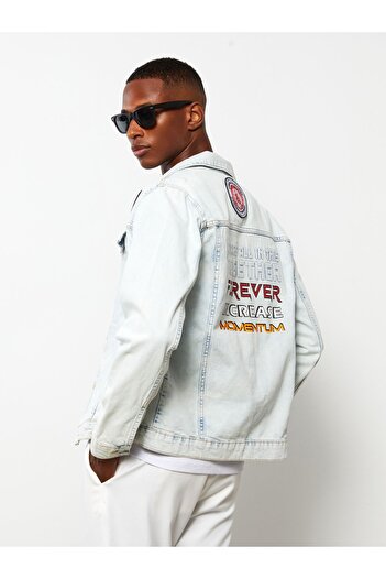 LC Waikiki Jeansjacke für Herren – Standard-Passform und bedrucktes Design