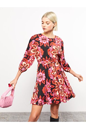 LC Waikiki Patterned Crew Neck Women's Dress
