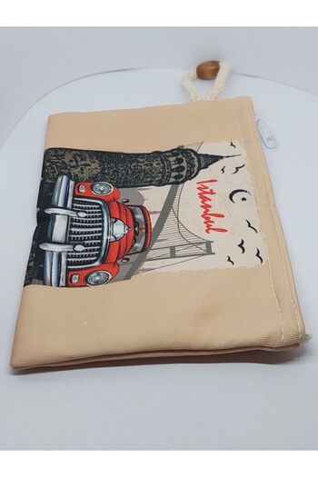 GALATA GIFT Galata Tower Illustrated Pen Holder, Beaded Zipper Cloth Bag