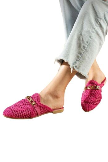 Liger Women's Chain Detailed Patterned Slippers PINK