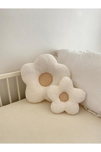 minibellababy Ikilii Flower Pillow Beige Medium White Children's Room Decor Flower Cushion Bohemian Decor