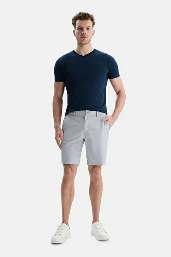 UCLA PALISADES Men's Gray Linen Shorts - Plain Standard Fit