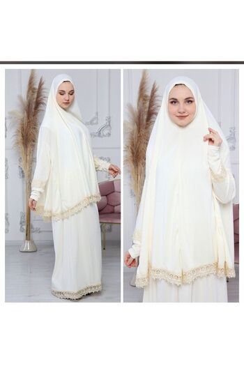 Kutay Collection Διπλό Κομμάτι Εποχιακό Hijab Κεντημένο Γυναικείο Φόρεμα Προσευχής - Ρούχα που δεν ιδρώνουν