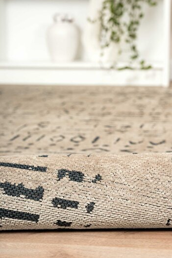 Lorente Home Moreno Viscose Kitchen Rug - Non-Slip Base, Washable Light Mink, Anthracite 1322