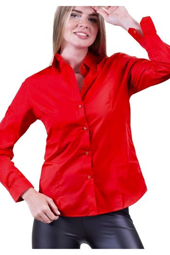 Exve Exclusive Red Simple Basic Long Sleeve Women's Shirt