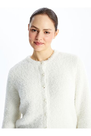 LC Waikiki Women's Knitwear Cardigan - Crew Neck, Solid Long Sleeve