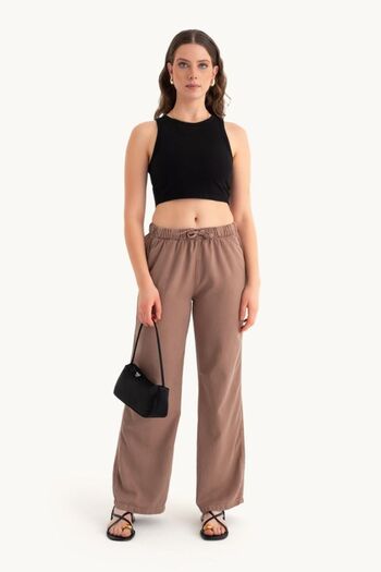 Hiccup High Waist Lace-Up Straight Fit Trousers