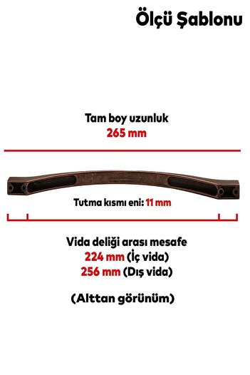 Badem10 224-256 mm Antique Antique Copper Metal Furniture - Kitchen Drawer Cabinet Handles