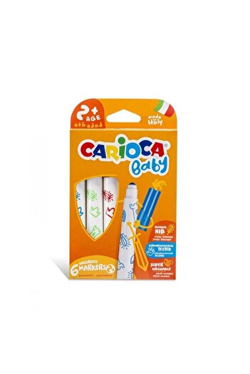 CARIOCA Jumbo Baby Super Washable Felt Tip Crayons 6 Pieces + 2 Years Old