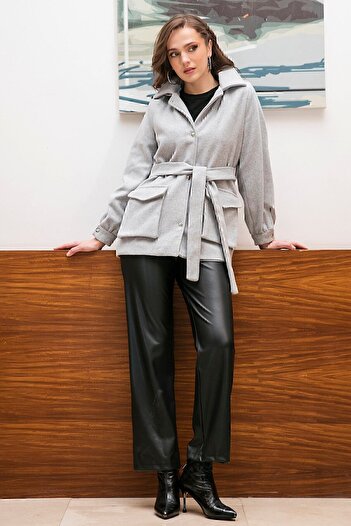 Lela Cotton Regular Fit Belted Hooded Coat Women's Coat 6380057