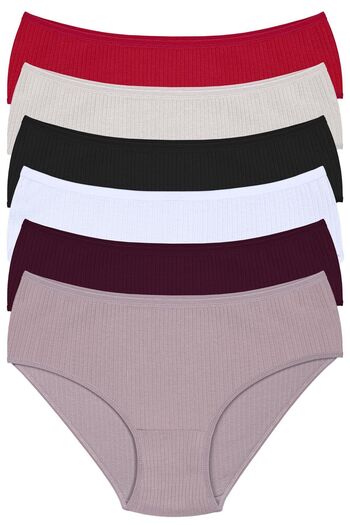Humaone Chiloți din velur cu talie înaltă, 100% bumbac, 6 piese, roșu claret, stras, negru, alb, prune, nurcă