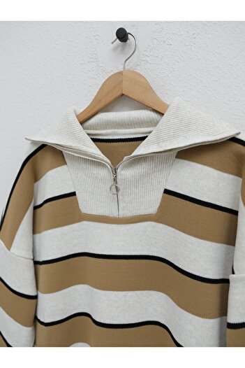 HİJABAYA Turtleneck Knitwear Tunic - Half Zipper