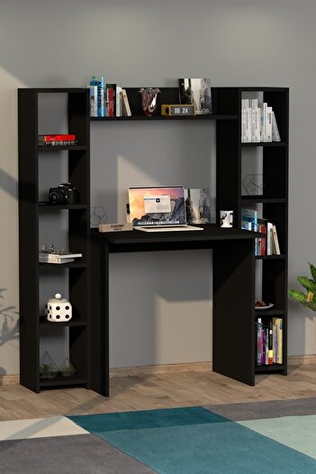 Moonlife Ersinan Trend Kitaplıklı Çalışma Masası Siyah