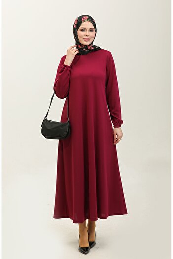 sefamerve Plum Sleeve Elastic Dress - 0650-03