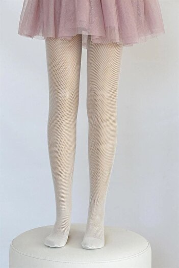 Dore Children's Cream Color Fishnet Pantyhose