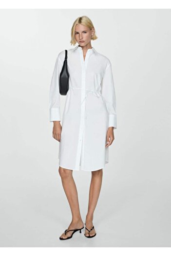 MANGO Woman Long Tie Detailed Shirt