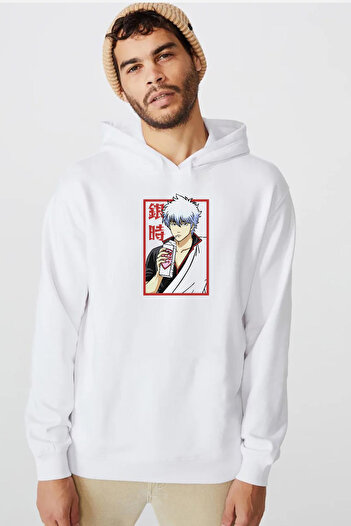 Tshirthane Аніме «Гінтама» Фруктовий сік Гінтокі Beyaz Erkek 3ip Світшот з капюшоном