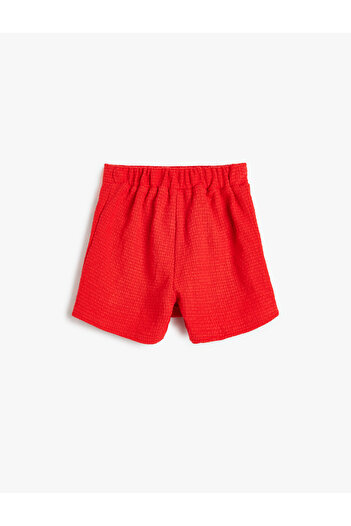 Koton Tweed Shorts Skirt - Pearl Button Detail and Elastic Waist