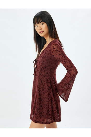 Koton V-Neck Tulle Mini Jumpsuit - Shorts and Lace