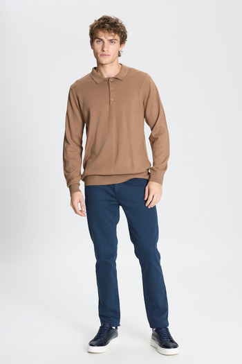 ALTINYILDIZ CLASSICS Men's Mink Non-Pilling Anti Pilling Fabric Standard Fit Normal Cut Polo Neck Knitwear Sweater