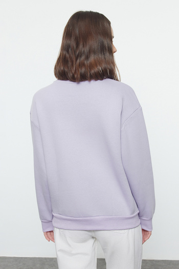 Trendyol Collection Φούτερ Lilac Crew Neck Fleece - Χοντρό εσωτερικό, πλεκτό, Twoaw24sw00101