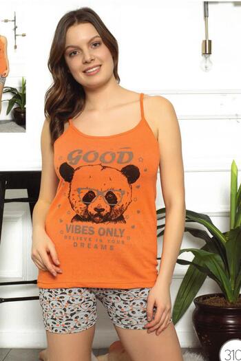 EMINNA Orange Rope Strap Shorts Women's Pajama Set