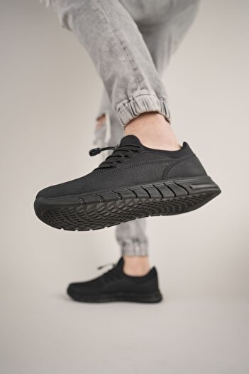 BlackSea Zerenyus Laceless Unisex Black Orthopedic Sports Shoes - Blacksea897