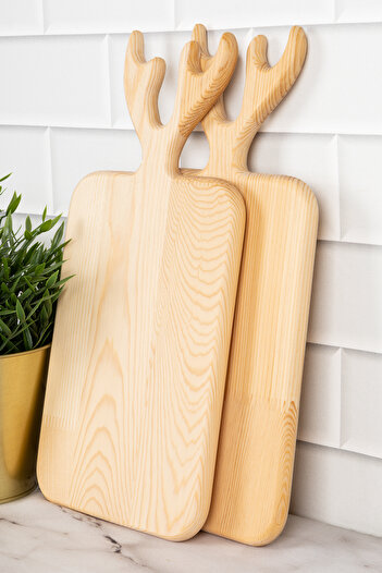 DNS HOME 2 Pieces Wooden Deer Cutting Board Presentation Serving Board Presentation Holder
