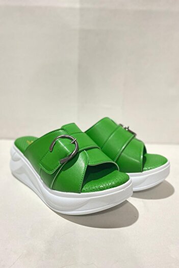 Preshley Women's Reso Green Comfort Orthopedic Sole Buckle Slippers 130