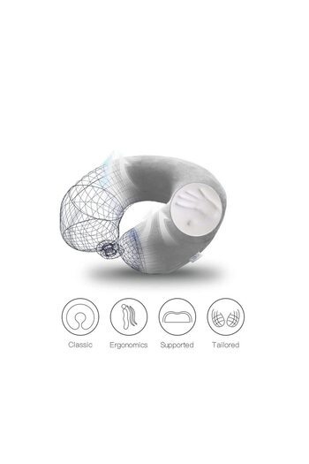 In House Velvet Neck and Travel Pillow - 30x25 cm - Color White