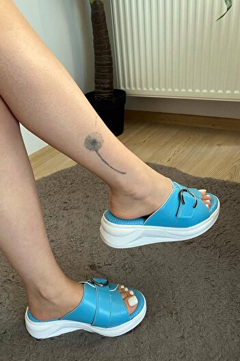 Preshley Reso Blue Women's Slippers - Orthopedic Sole, Buckle, 130 cm