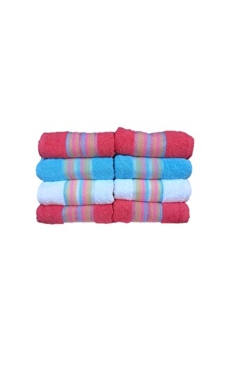 erteks 50X70 cm 8 Pieces of Curb Patterned Hand Towels in 3 Colors