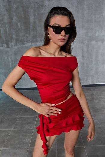 Edela 4009 Model Boat Neck Crop Blouse