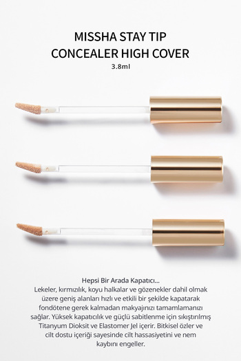 Missha İnce Dokulu Pürüzsüz Görünüm Sağlayan Concealer Stay Tip Concealer High Cover 21N(Vanilla)