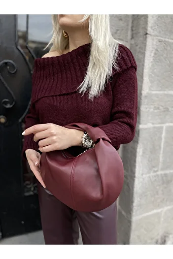 NİSSEA Dámská vínová mini kabelka s uzly