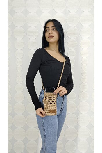 ZÜMAL Daily Hand Knitted Women's Shoulder Phone Bag (COLOR STRAW)